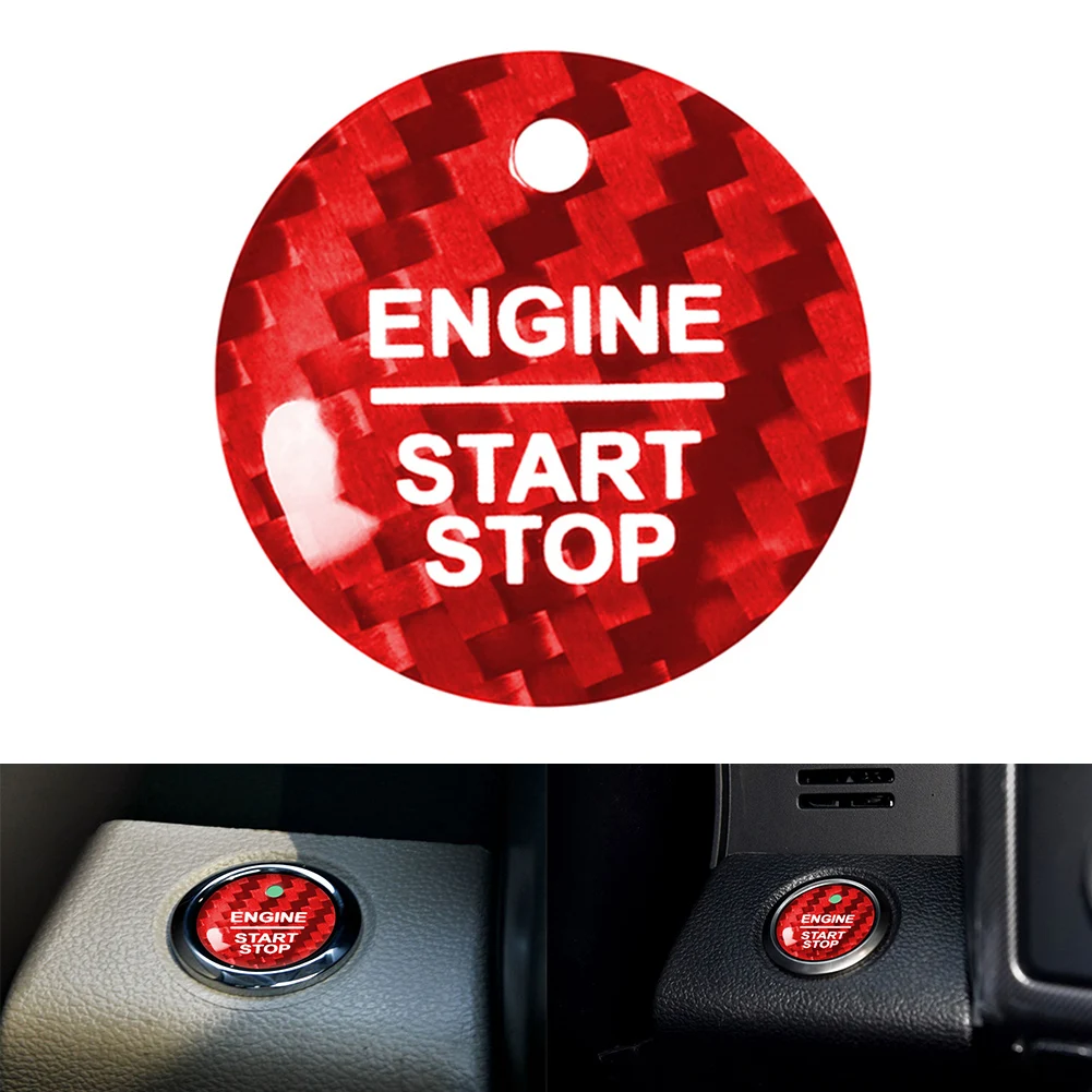 Transform Your Ignition System Red Carbon Fiber Keyless Engine Push Start Button Sticker for Ford F 150 Raptor!