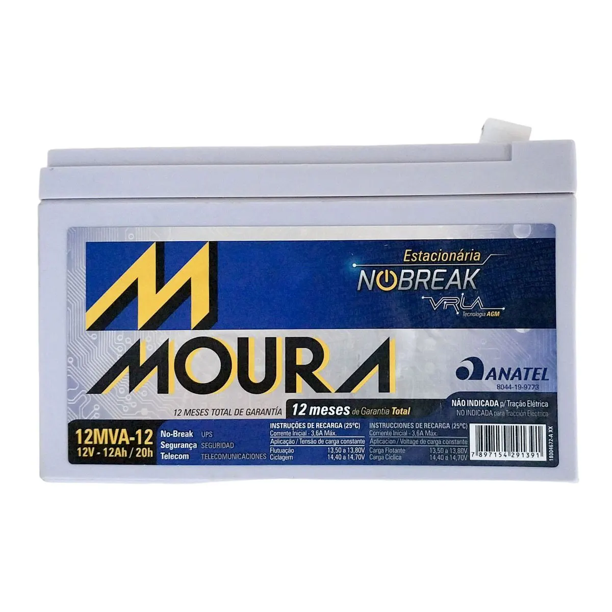 12Ah 12Mva-12 Vrla Sealed Moura Battery Parking