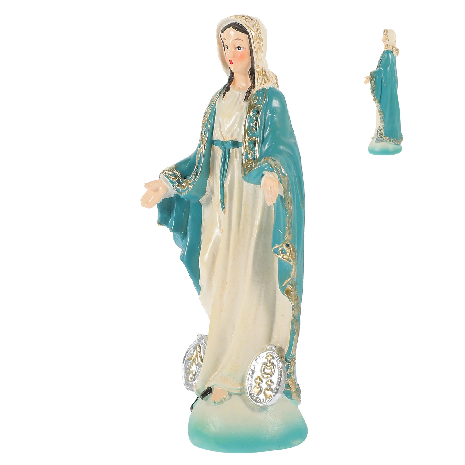 

Resin Mary Statue Desktop Religious Decoration Mini Ornament Church Craft Home Decor Ornament Mary Statue