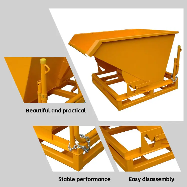 Self Hopper Steel Tipping Forklift Skip Bin Industrial Dumpster High Productivity