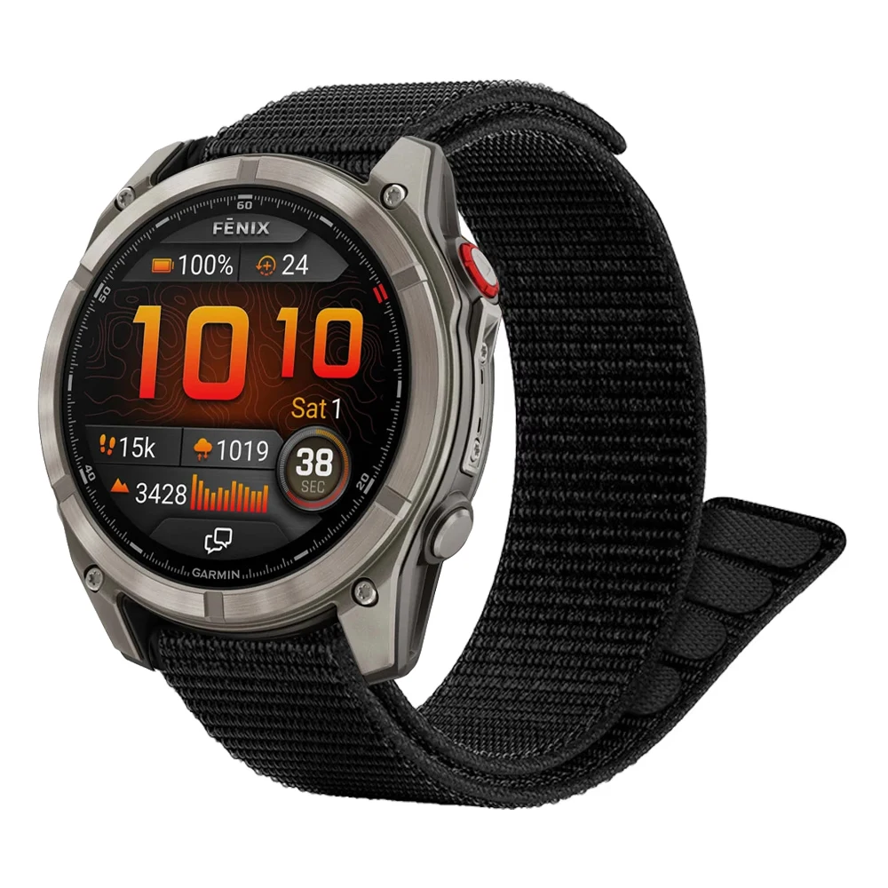 Hakenschlaufe 22 mm 26 mm Nylonarmband für Garmin Fenix 8 7 7X 6X Pro/Epix Pro Gen 2 47 mm 51 mm/TACTIX/Forerunner 970 965 955 Armband