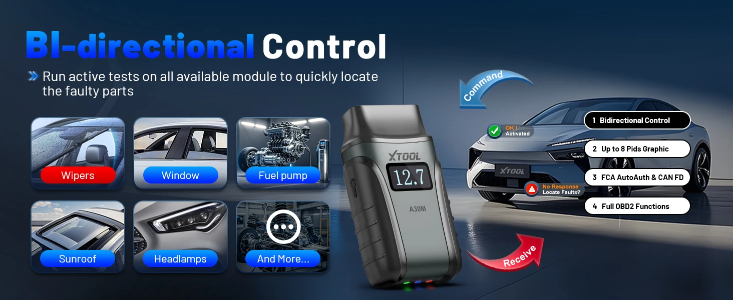 2026 XTOOL Anyscan+ A30M V2.0 BT OBD2 Scanner Kfz-Diagnosegerät mit 26+ Resets, Allsystem-Diagnose-Codeleser, kabelloses bidirektionales Scan-Tool für Android iOS, lebenslange kostenlose Updates – Detail 7