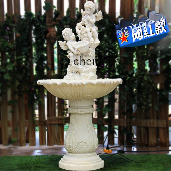 Zf Water Fountain Living Room Sculpture Outdoor Rockery Fish Pond Courtyard Water Landscape Garden Decoration Floor