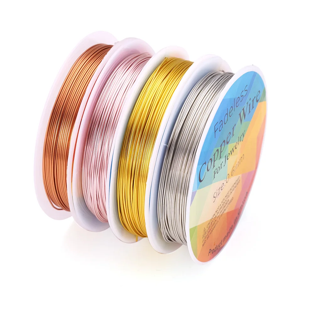 4 Roll Copper Jewelry Wire 0.3~1mm Round Mixed Color Metal Wire for Beading Bracelet Necklace Jewelry Craft Making Accessories