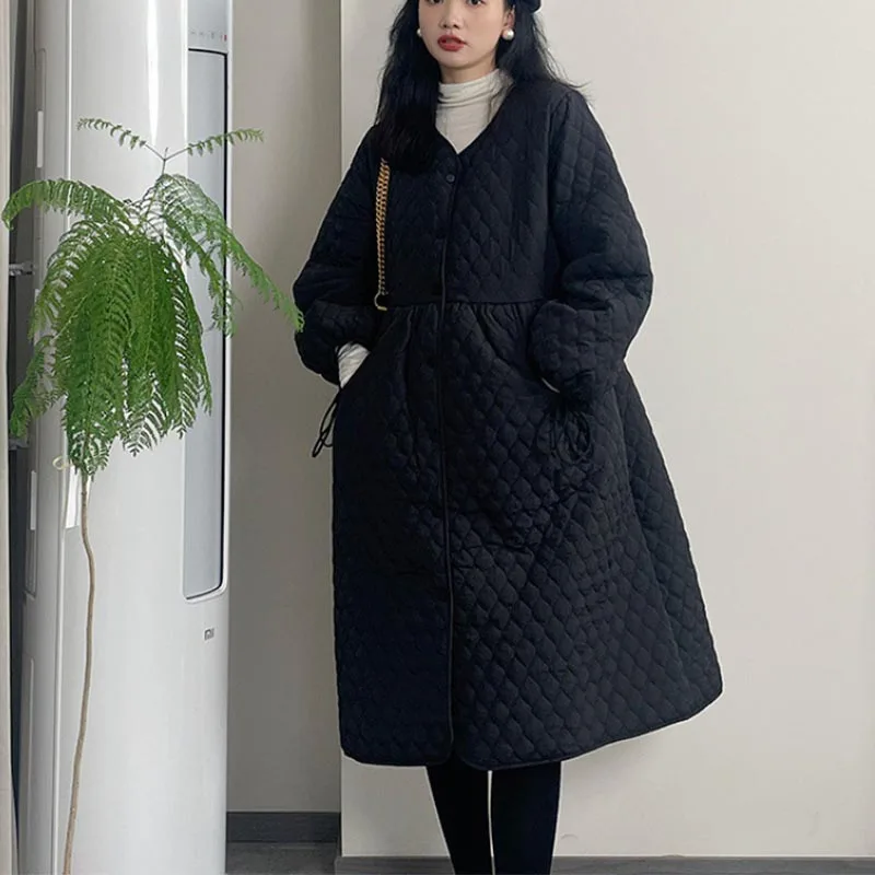 Pregnant Women Winter Clothing Cotton Jacket with Pockets Long Sleeve Single-breasted Long Maternity Coat Warm Drawsting Outwear