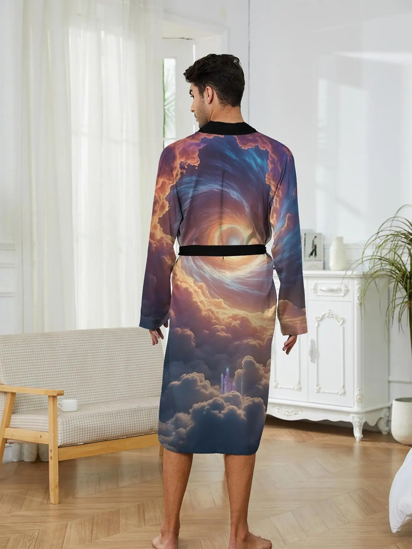 

1pc Men'S Robes 2026 Spring/Summer Polyester Sleepwear Graphic Robes 3D Printed Bath Robe Long Nightgown Bathrobe Man