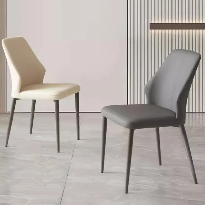 Italian minimalist creative curved wood backrest leather dining chair, household dining table and chairs