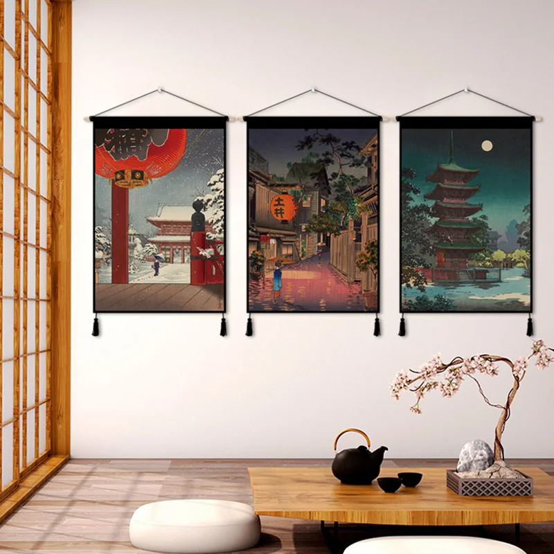 Japanese Hanging Scrolls Cuisine Izakaya Sushi Bar Restaurant Bedroom Poster Art Painting Living Room Home Decoration Painting