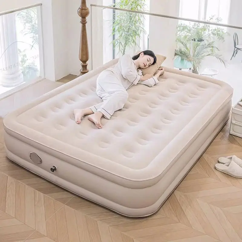 Interior Air Mattress Glamping Mats PVC Inflatable Sleeping Mattress Luxury 2 Person Camping Bed Mat Built-in Pump Thicken Mat