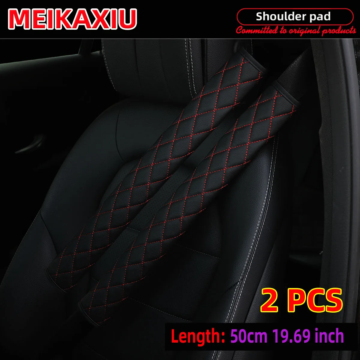 2 Stück, 50 cm, 19,69 Zoll, atmungsaktives Kunstleinen-Mesh-Stoffleder, mehrere Auto-Schulterschützer, Sicherheitsgurt-Dekorationen – Detail 8