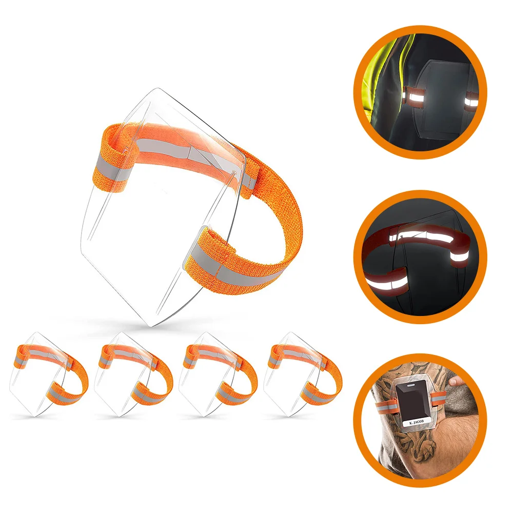 

5pcs Arm Holder Adjustable Armband ID Cover Nurse Sleeve Badge Holders PVC Webbing Transparent Window Document Case