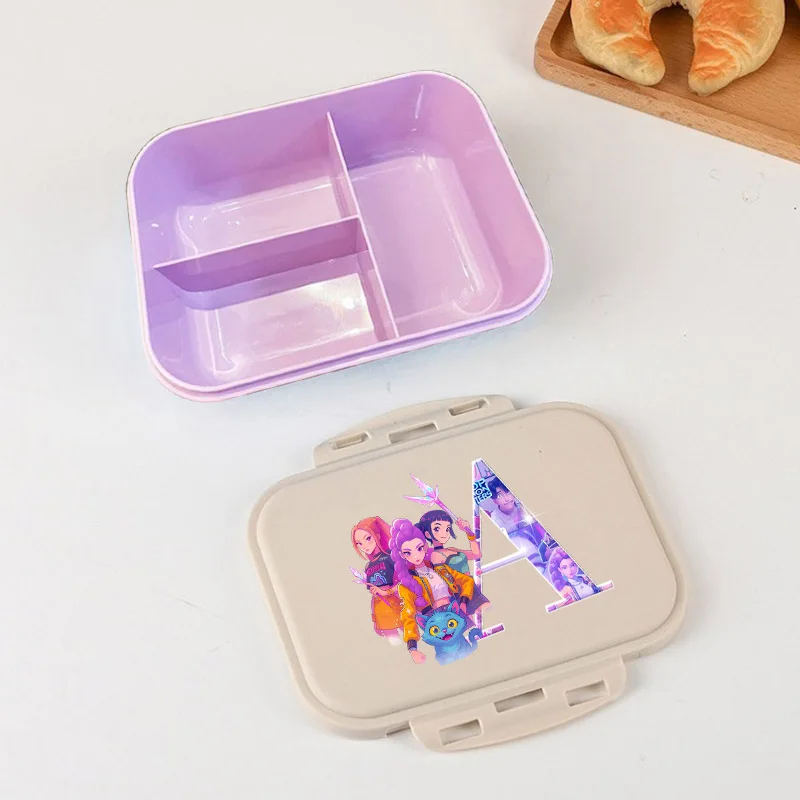 

KPop Demon Hunters 26 Letter Bento Box Girls Portable Lunch Box Anime Food Container Available Microwave Heat Kids Toast Boxes