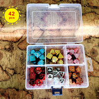 6 Sets (Red, Blue, Gold, Bronze, Pink, Silver) High-Quality Electroplated Colorful Dice, 42 Dnd Polyhedron Dice with Transparent, Practical Storage Box Suitable for Dnd Rpg Coc Role-Playing Games