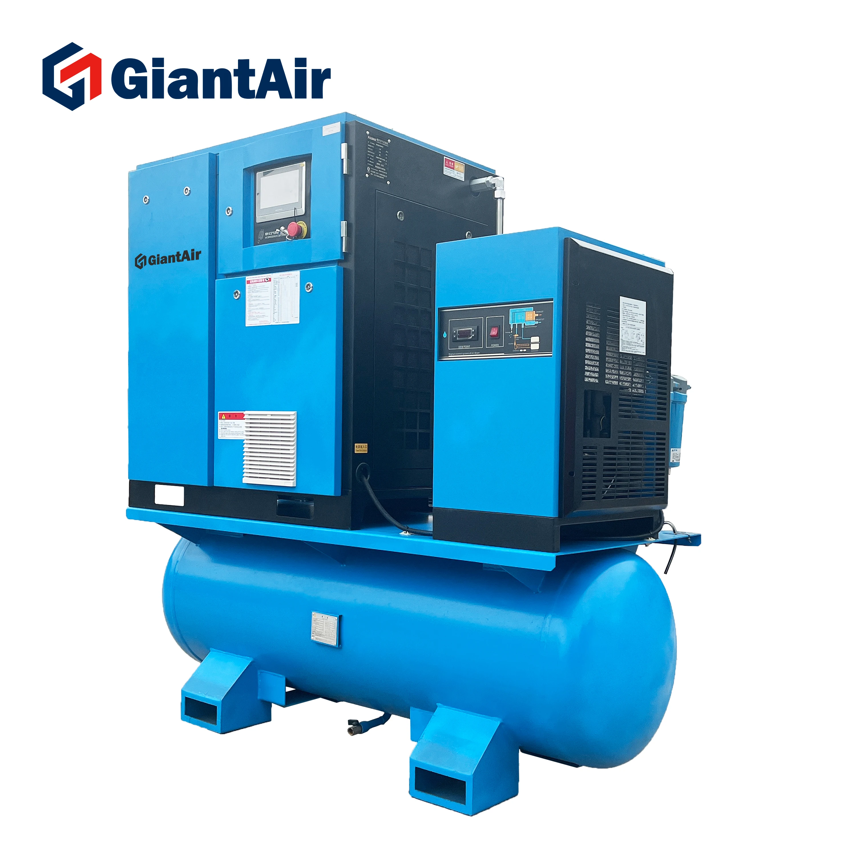 GiantAir compresor de aire silencioso libre de aceite 5hp screw compresor air dryer built in 3 kw air pump