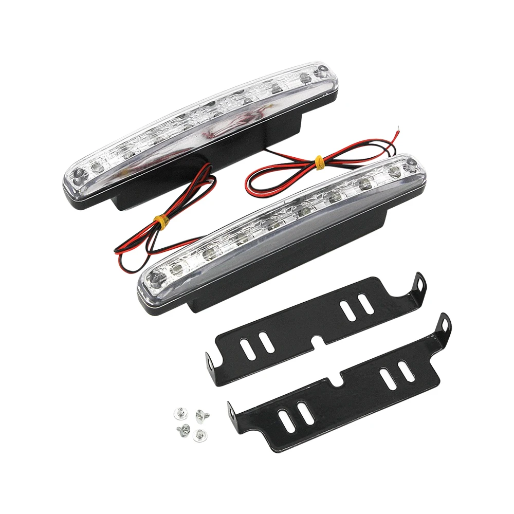 2pcs 8LED 12V Car Auto Daytime Running Light Daylight DRL Waterproof Lights Fog Light 6000K Car-styling Bulb Car Styling Lamp