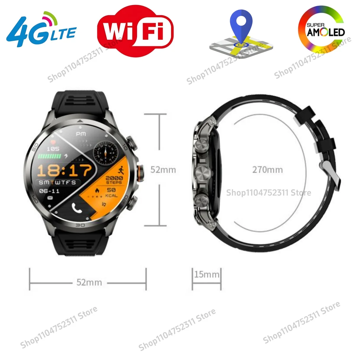 2025 NIEUWE 4G Volledige Netcom H19 Smartwatch Android systeem 1.95 inch 720*720 Amoled Scherm Roterende Camera Mannen Smart Horloge GPS WIFI