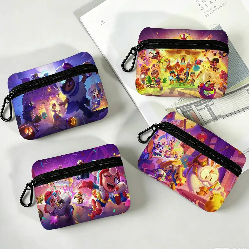 Cute B-rawl Game S-Stars Wear-resistant Oxford Cloth Coin Purse Portable Backpack Hanging Card Storage Bag