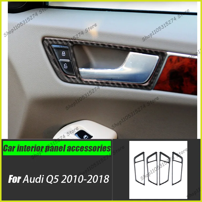 Inner Door Handle Decorative Frame Suitable for Audi Q5 Interior Modification Real Carbon Fiber Car Auto Accessories 2010-2018