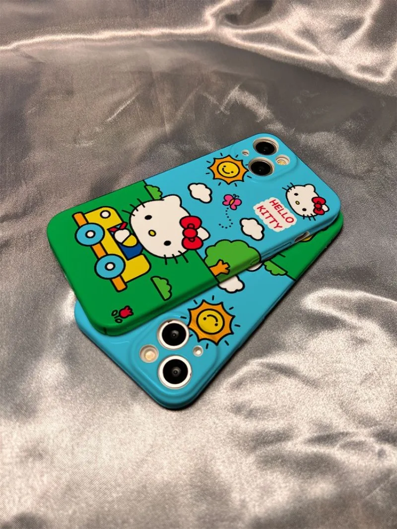 

Kawaii Hello Kitty Sanrio Student Cartoon Cute IPhone Case Mobile Phone Decoration Mobile Phone Protective Case Gift for Girls