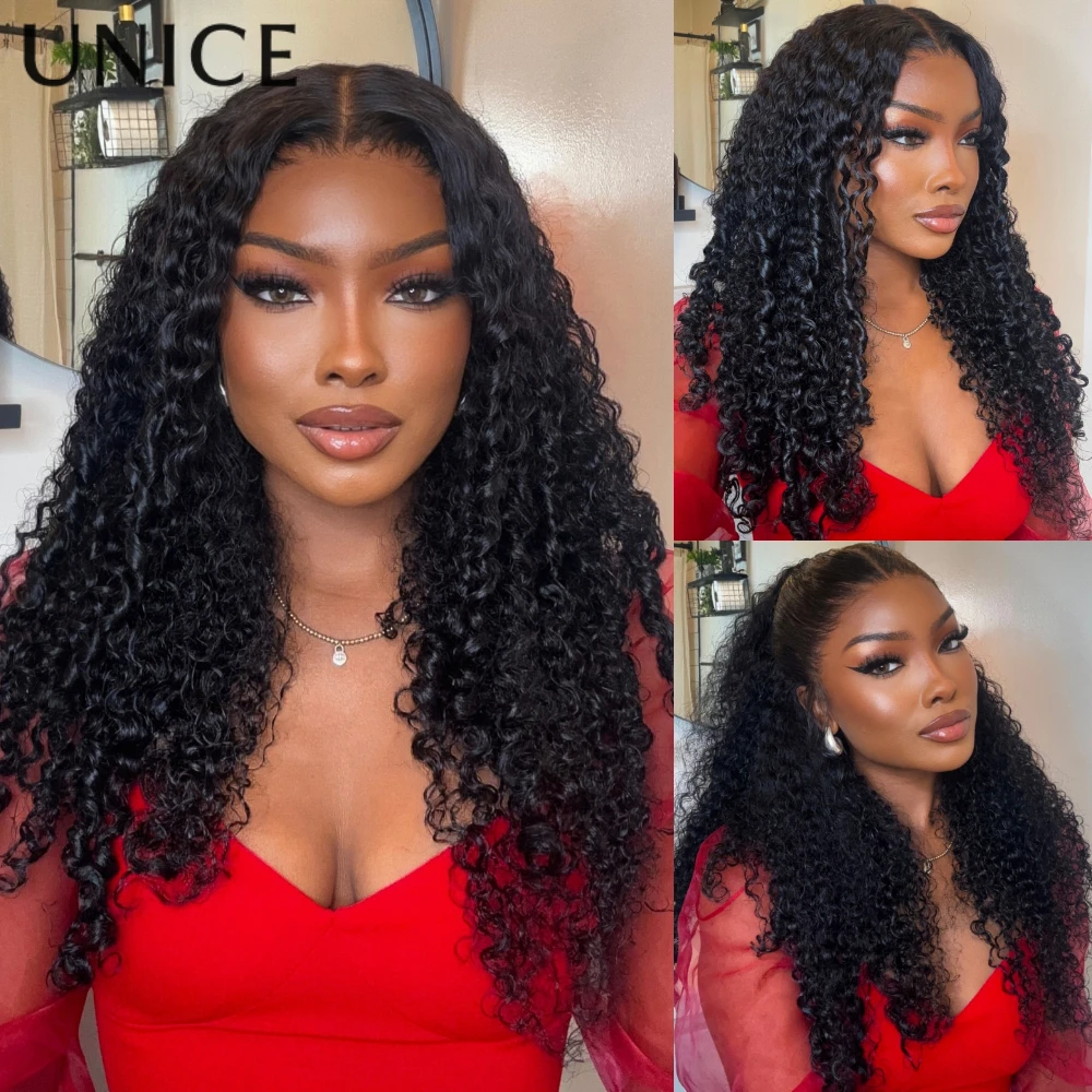 

UNice 7x5 Bye-Bye Slip и парик из натуральных волос 13x4 Pre-Every с вьющимися концами на концах пальцев