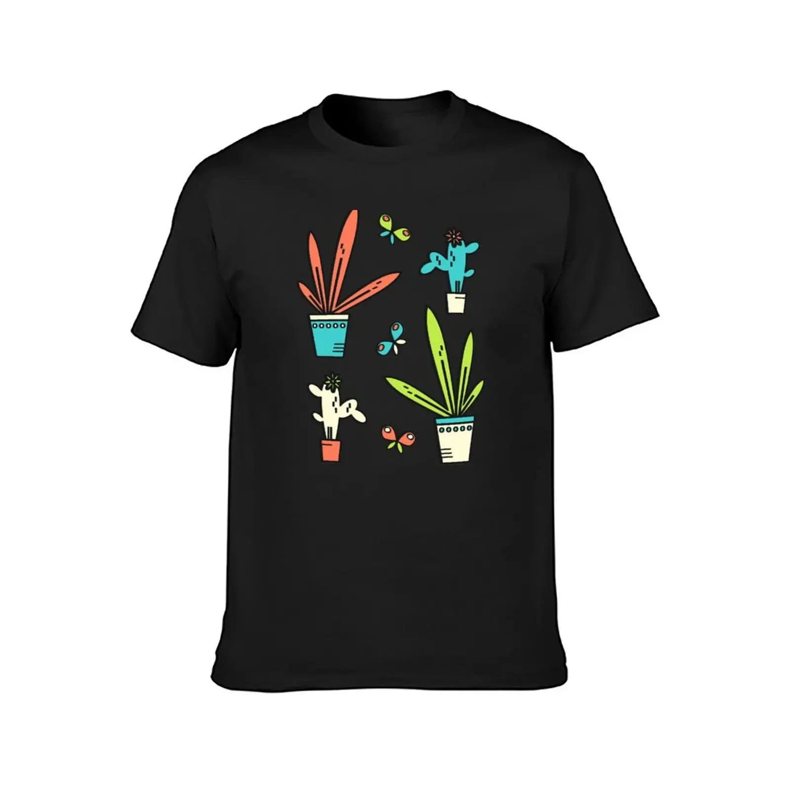 Line simple houseplants. Succulent and grass. Pattern. T-Shirt anime vintage graphic tee shirts men graphic