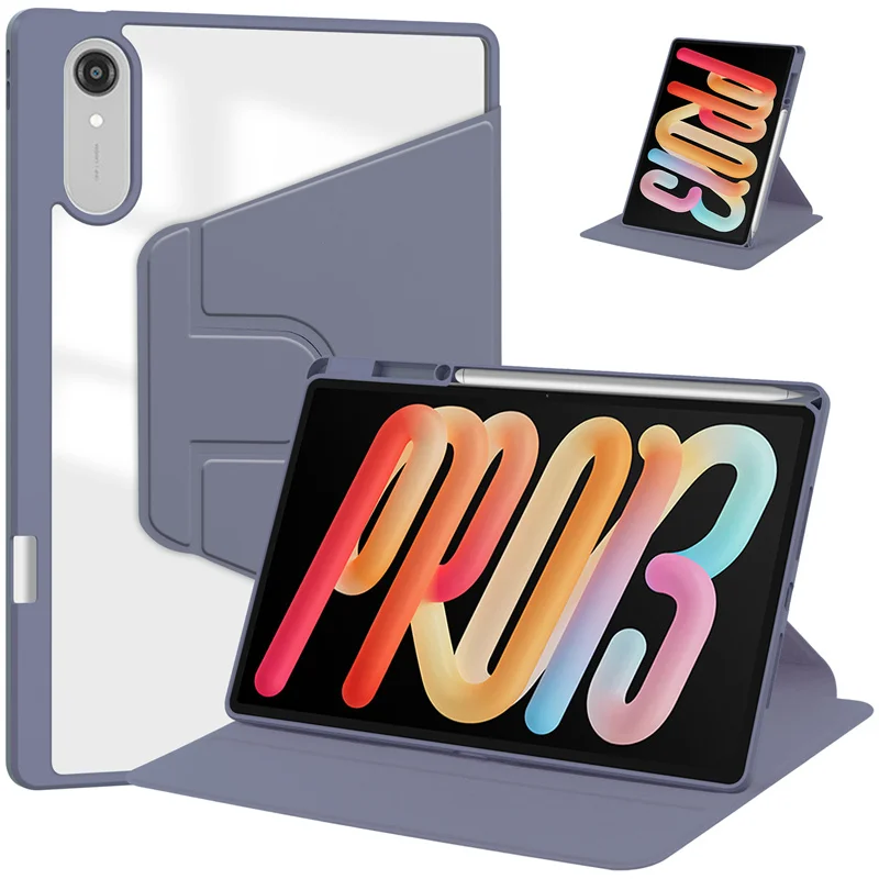 For Lenovo Idea Tab Pro Gen 2 Case with Pencil Holder 360 Rotating Acrylic Clear Hard Tablet For Idea Tab Pro Gen2 13 inch Case