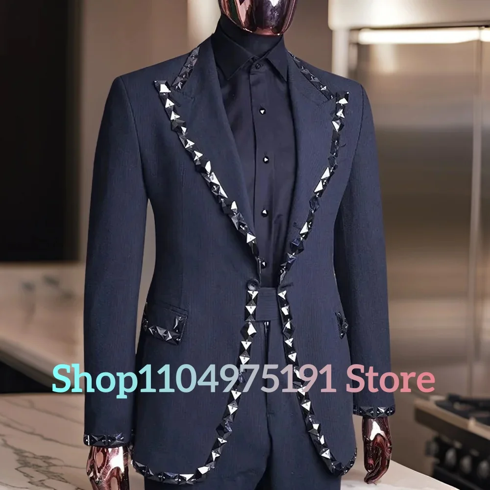 Temperament Sequined men's suit High Quality 2-piece Men's Suit Men's Stage Costume Wedding Tuxedos Special Occasion Gowns
