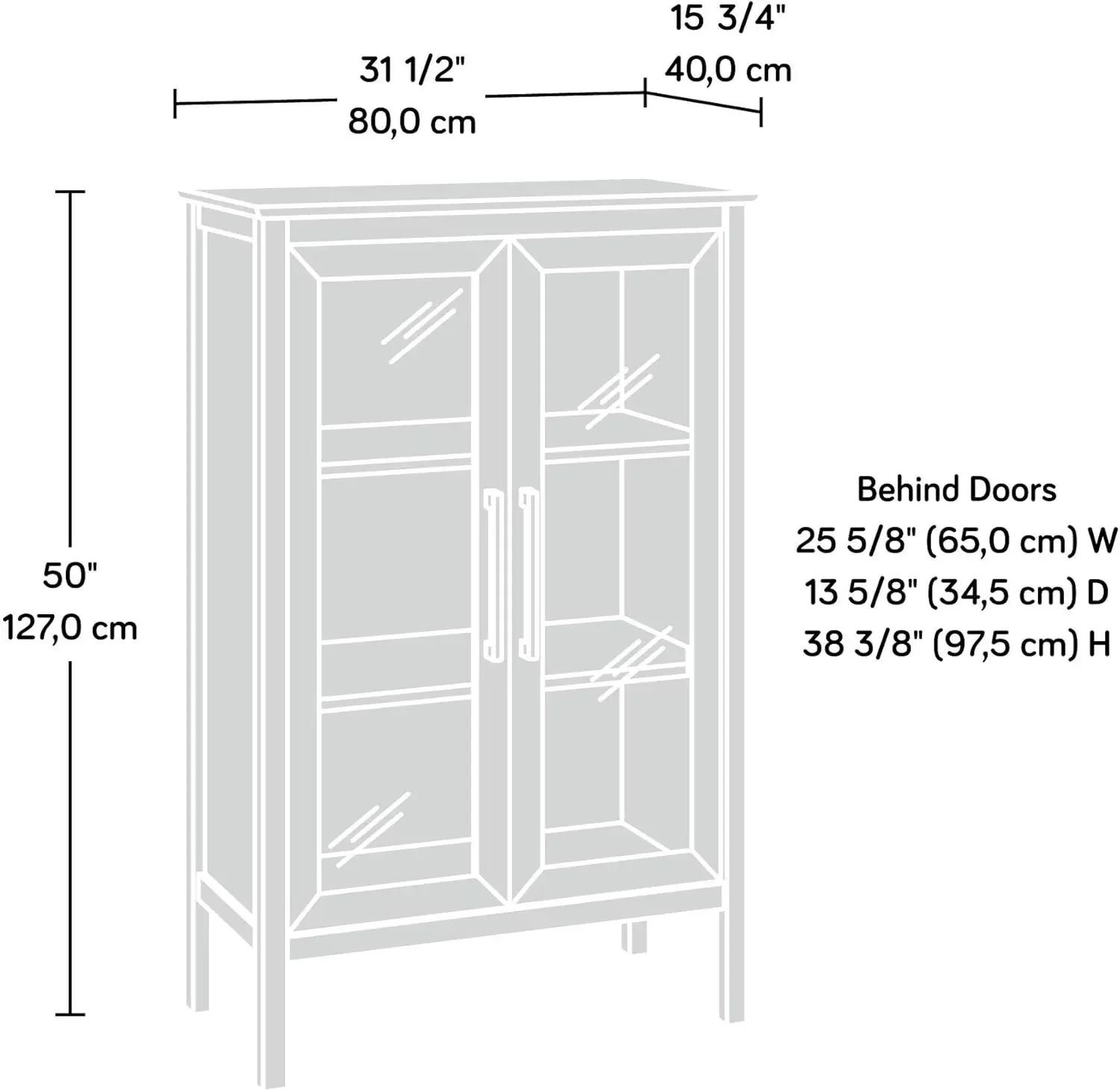 USA und Norr Vitrinen schränke, l: 31.77 "x w: 16.02" x h: 50.2 ", schiefergrau