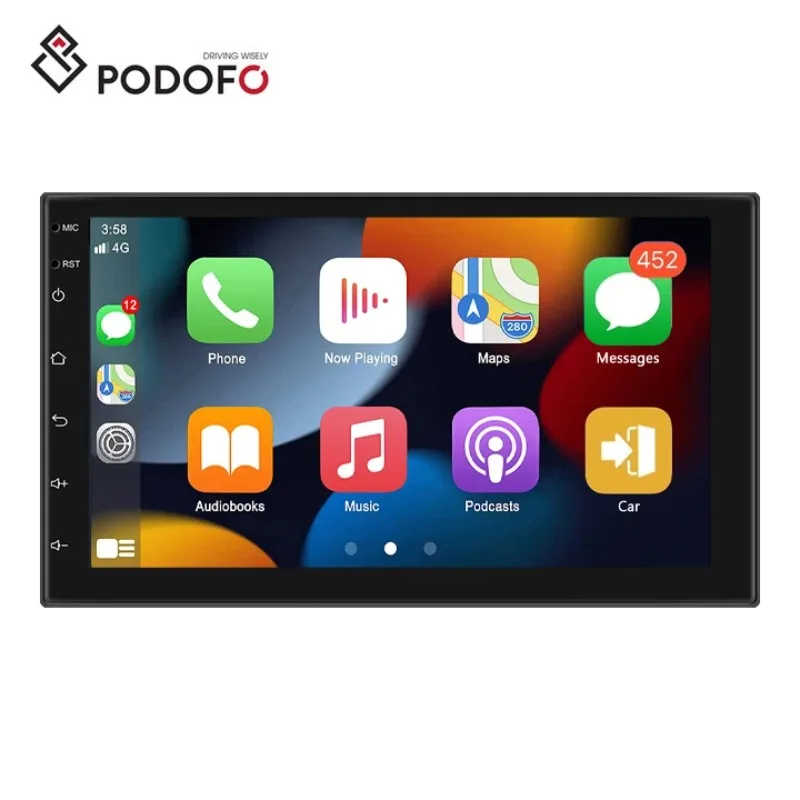 

Автомагнитола Podofo, 2 Din, Android, 1 + 32/2 + 64 ГБ, 7 дюймов, Carplay и Android, GPS, Wi-Fi, BT, FM, RDS, Hifi, поддержка AHD-камеры