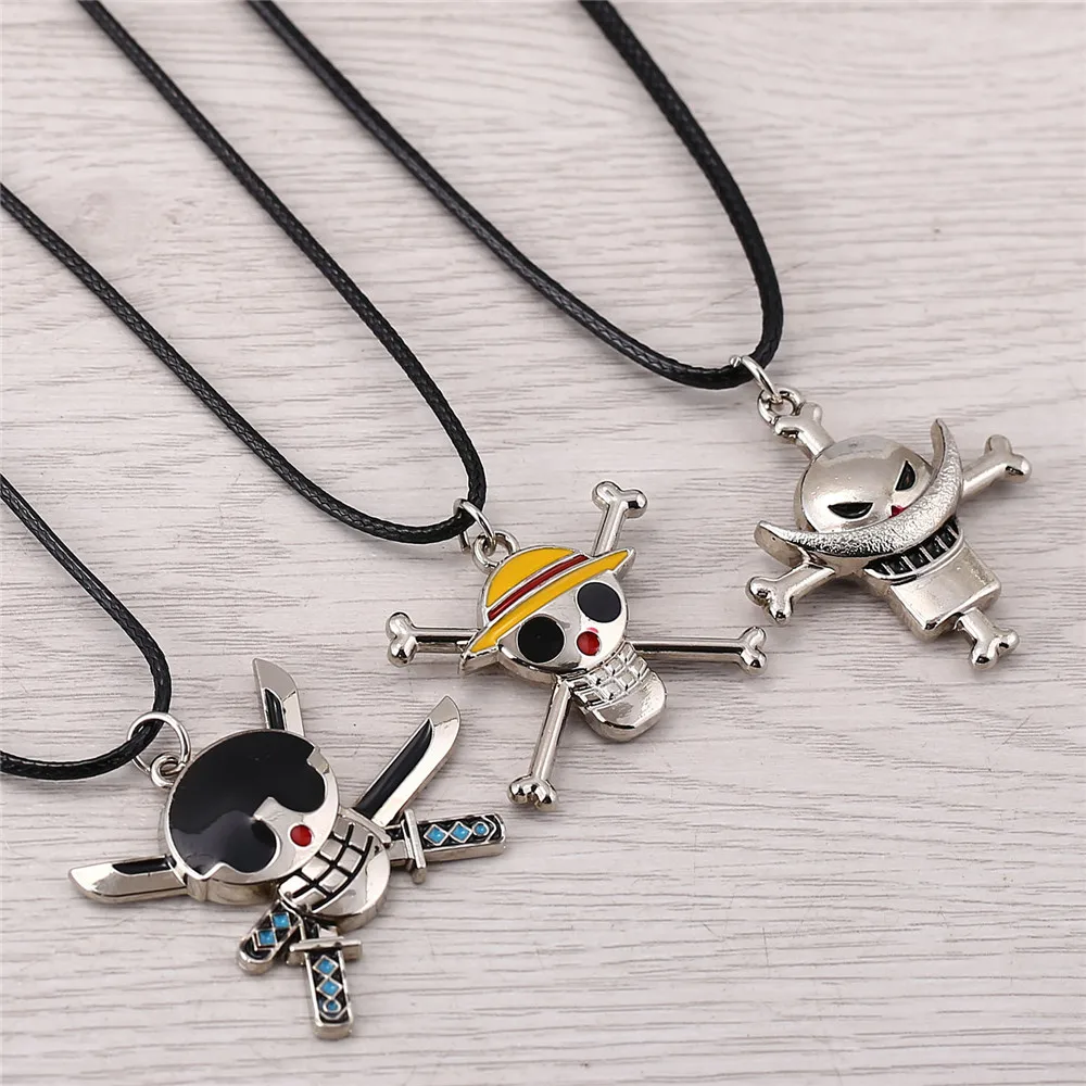 One Piece Anime Luffy Roronoa Zoro Edward Newgate Figure Model Kids Toys Metal Necklace Pendant