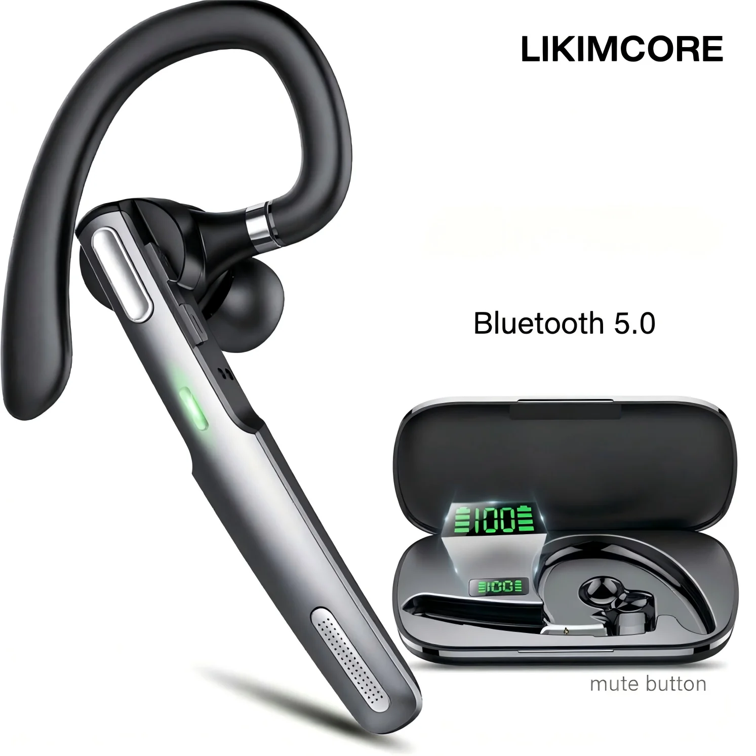 

Беспроводная Bluetooth-гарнитура LIKIMCORE G3 с микрофоном, наушники с шумоподавлением и кнопкой отключения звука, функция громкой связи для бизнеса и вождения