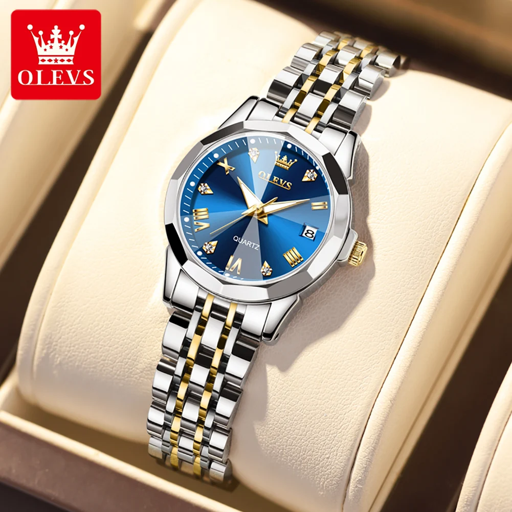 OLEVS Women\'s Wrist watch Original Luxury Watches for Ladies Waterproof Stainless Steel Quartz Woman Wristwatch Gold 2022 trend