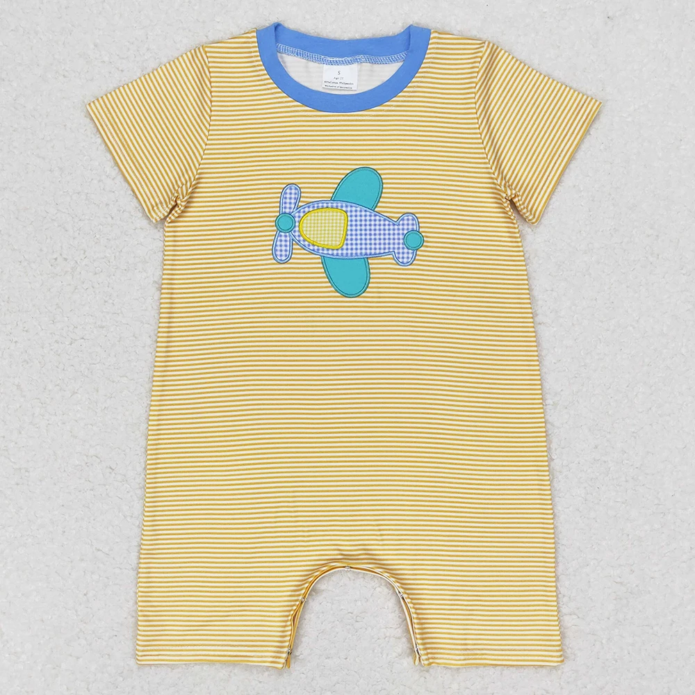 

New Fashion Infant Baby Boys Romper Summer Stripes Plane Short Sleeve Rompers Boutique Kids Clothes Toddler Boy Romper Jumpsuit