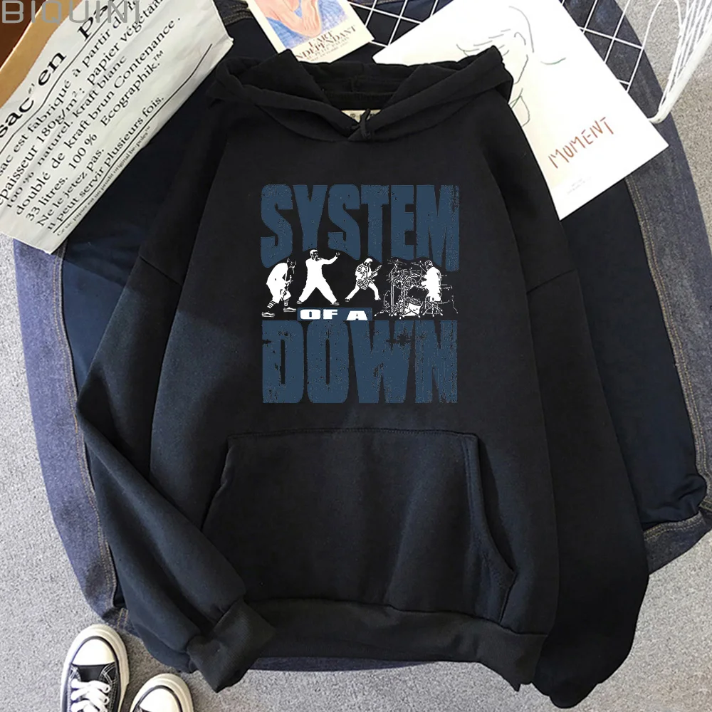 90s Vintage Rock Band System of A Down Print Hoodie Unisex Casual Sweatshirt Men Women Aesthetic Metal Music Pullover Hoodies