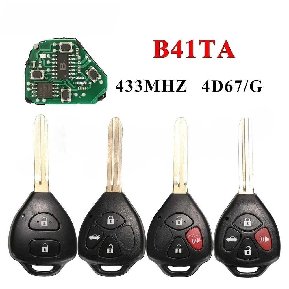 

B41TA Remote Car Key For Toyota Forruner Hilux Innova Corolla RAV4 Yaris 2/3/4Button 433Mhz 4D67 G Chip 89070-52E61