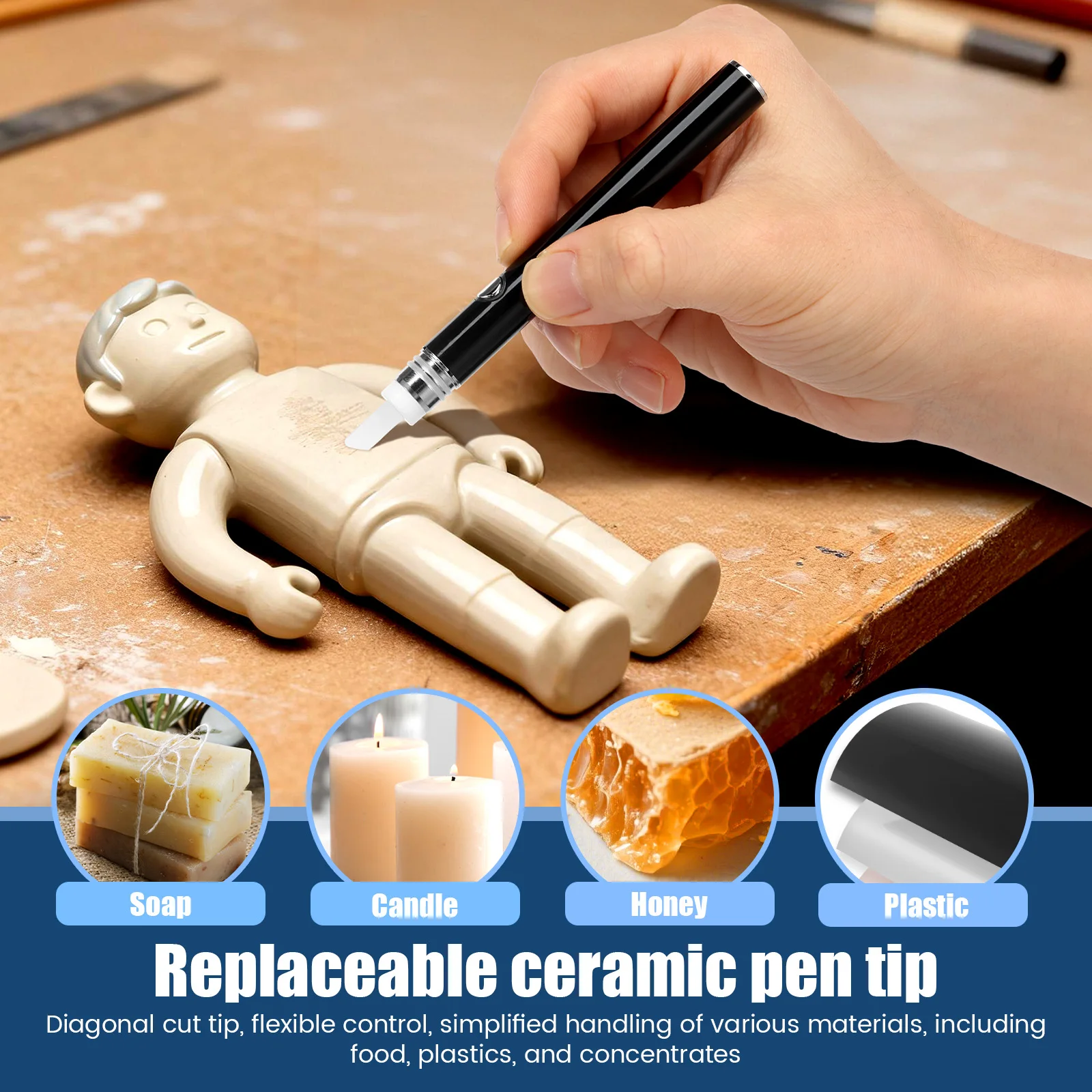 Electric Hot Knife Multifunctional Portable Hot Cutting Knife with Ceramic Blade for Food Plastic Concentrates Cutting Carving image 4