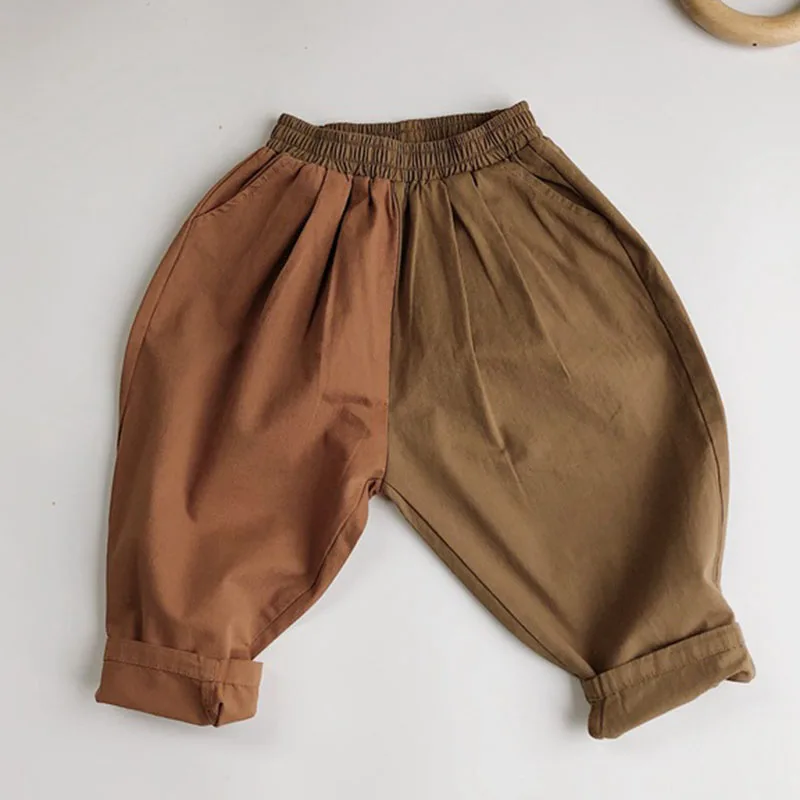 Color Matching Casual Pants Baby Boys Girls Pants Cotton 1-6Yrs Kids Casual Pant Spring Autumn Children Elastic Waist Trousers