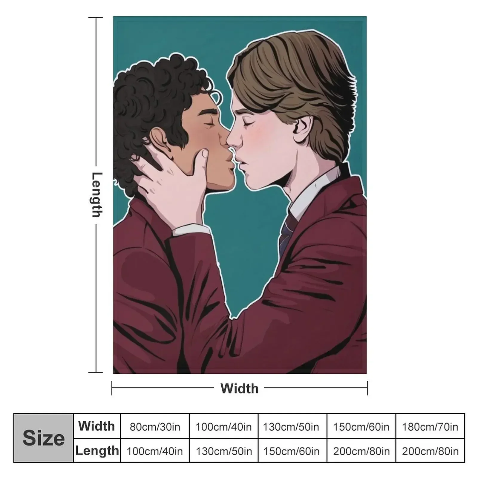 Prince Wilhelm and Simon kissing Young Royals Edvin Ryding Omar Rudberg Throw Blanket Summer Bed covers Weighted Blankets