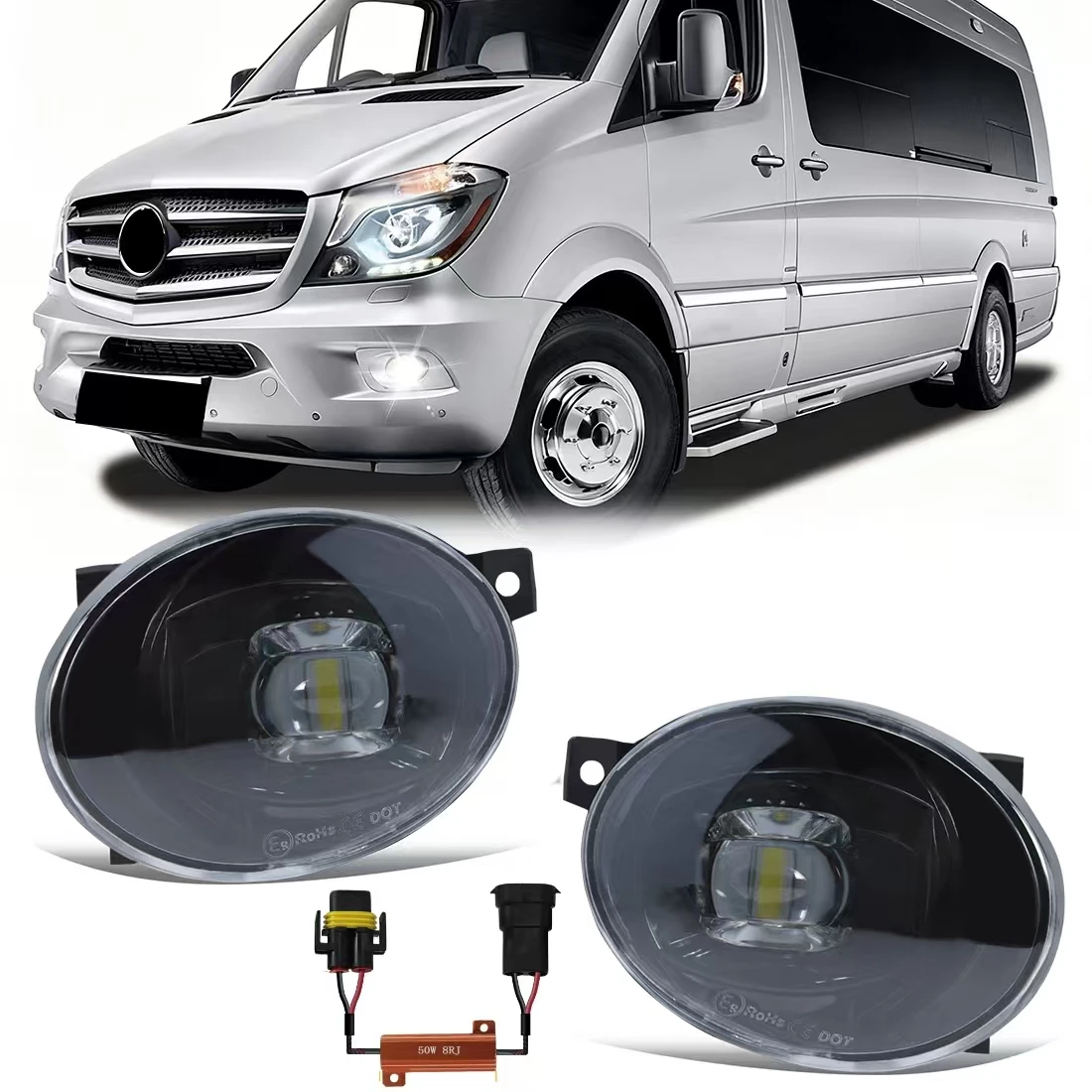 LED Fog Light For Benz Sprinter W907 W910 2019 2020 2021 Fog Lamp Front Bumper Lens Driving Headlight Car Accessories 2H0941699