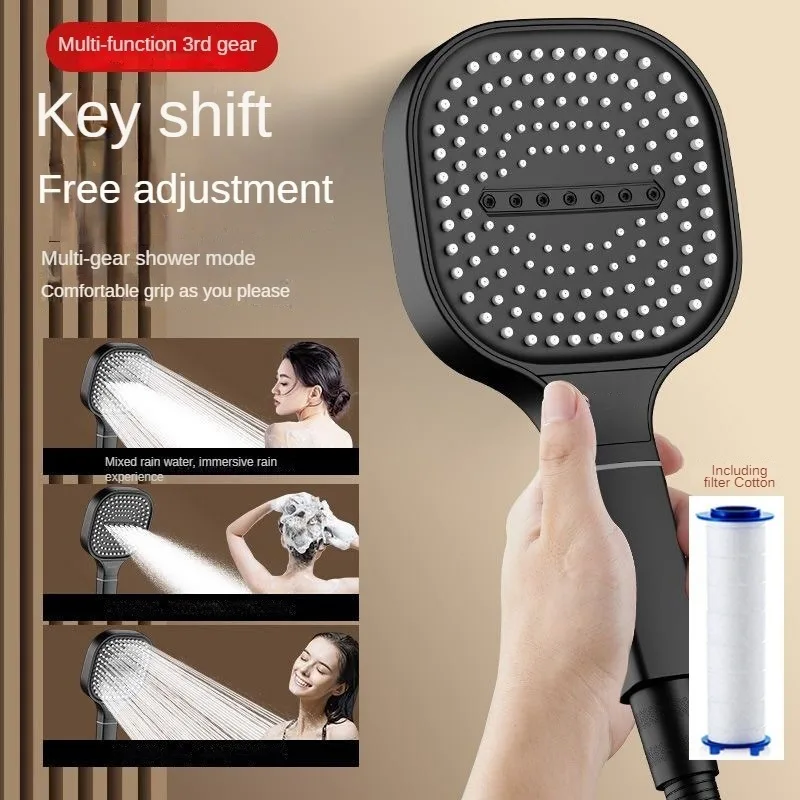 13CM Large Panel Shower  3 Mode Shower Head High Pressure Water Massage Shower Head Set with Cartridge Bathroom Accessories