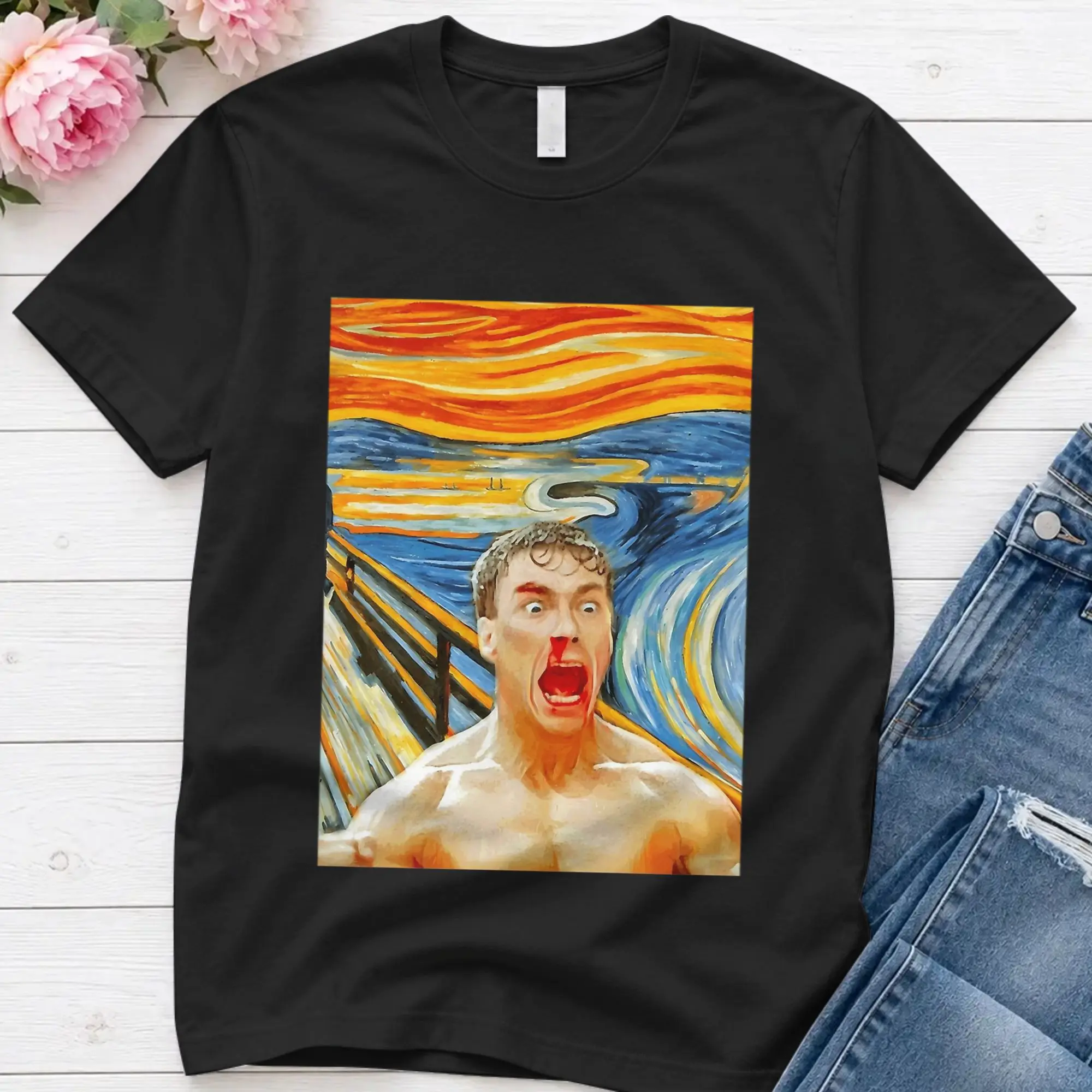 Van Damme Frank Dux Scream T Shirt Men's  100% Cotton Fashion for Male T-Shirt Crew Neck B-Bloodsports Tee Shirt Clothes Gift