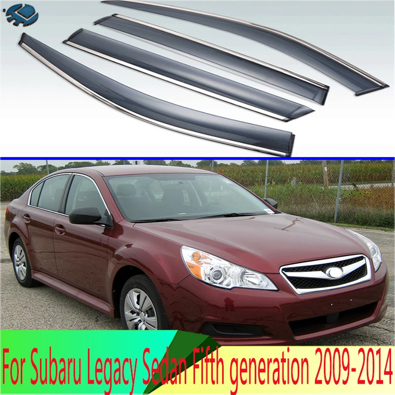 For Subaru Legacy Sedan Fifth generation 2009-2014 2010 Plastic Exterior Visor Vent Shades Window Sun Rain Guard Deflector 4pcs