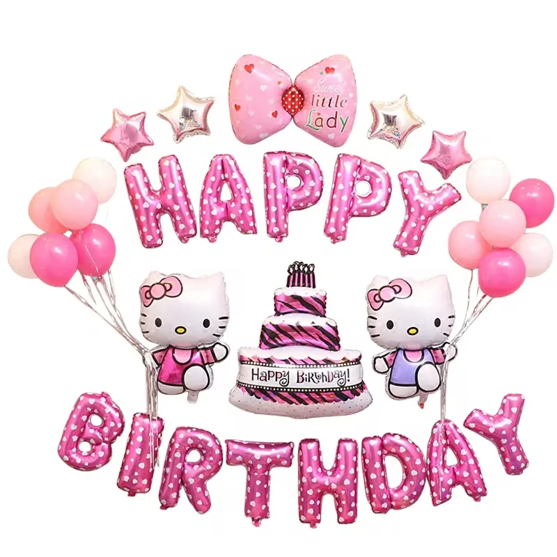 Cute Sanrio Party Balloon Set Decoration Hello Kitty Birthday Decoration Kids Theme Scene Layout Hellokitty Room Decor Girl Gift image 4