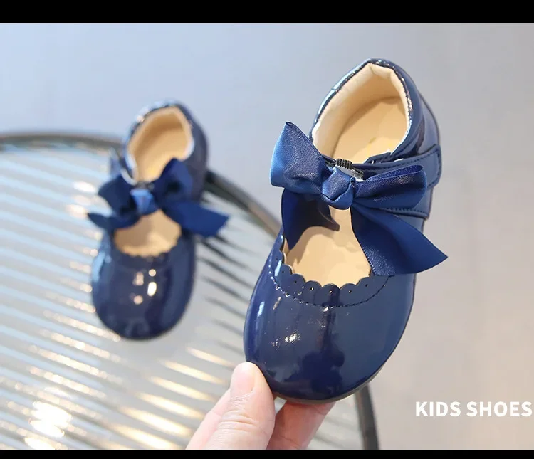 Mädchen-Prinzessinnenschuhe mit Schleife, flache Schuhe für Babys, Kleinkinder und Kinder, für Party, Tanz, Schule, mit Band, Frühling und Herbst, neue Mode, rutschfest, weich – Detail 4