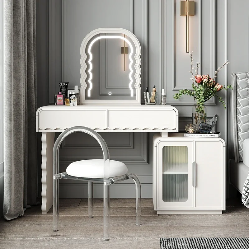 French dresser modern simple solid wood light luxury makeup table integrated