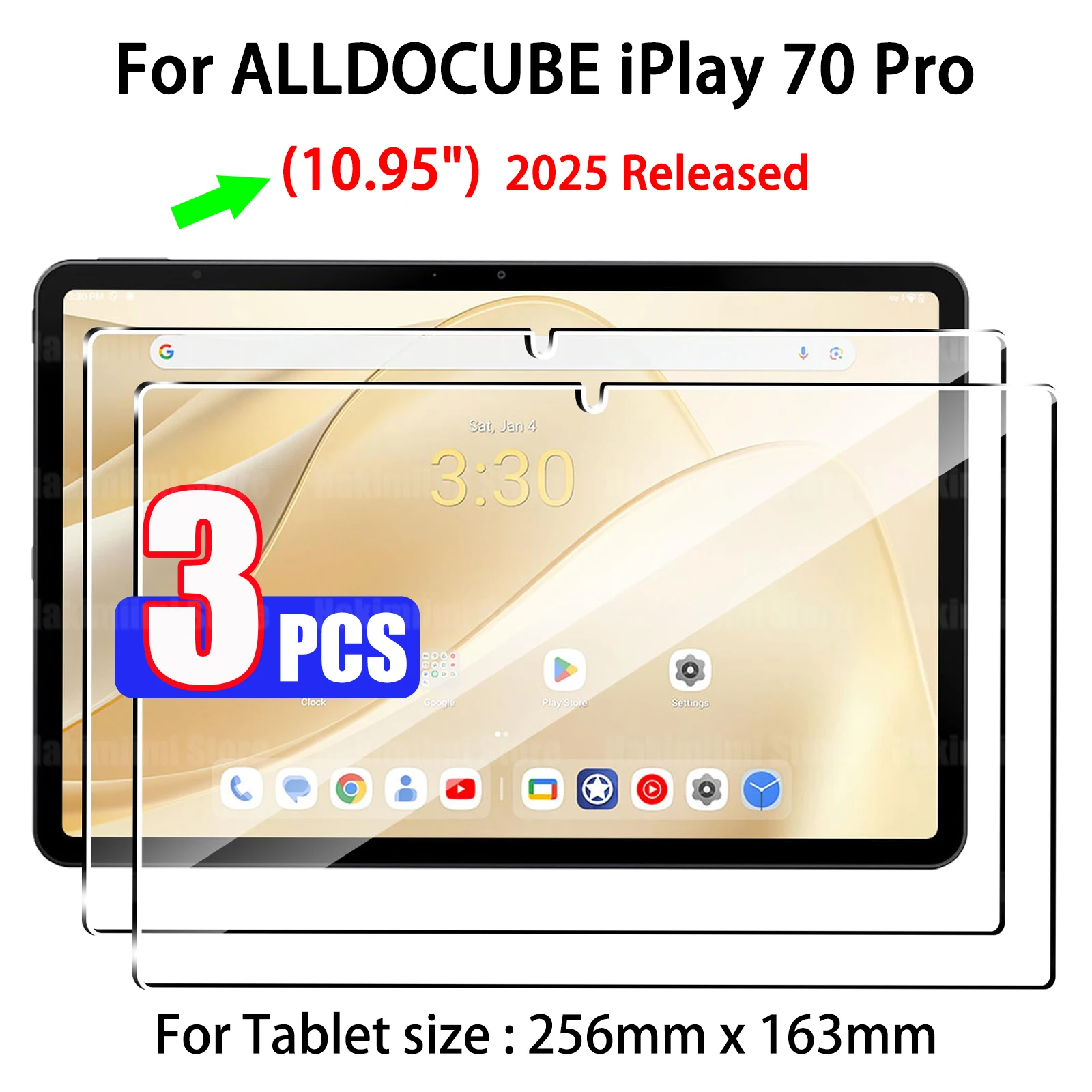 Screen Protector for ALLDOCUBE iPlay 70 Pro (10.95 Inch) 2025 Bubble-Free Anti-fall HD Clear 9H Tempered Protective Glass Film