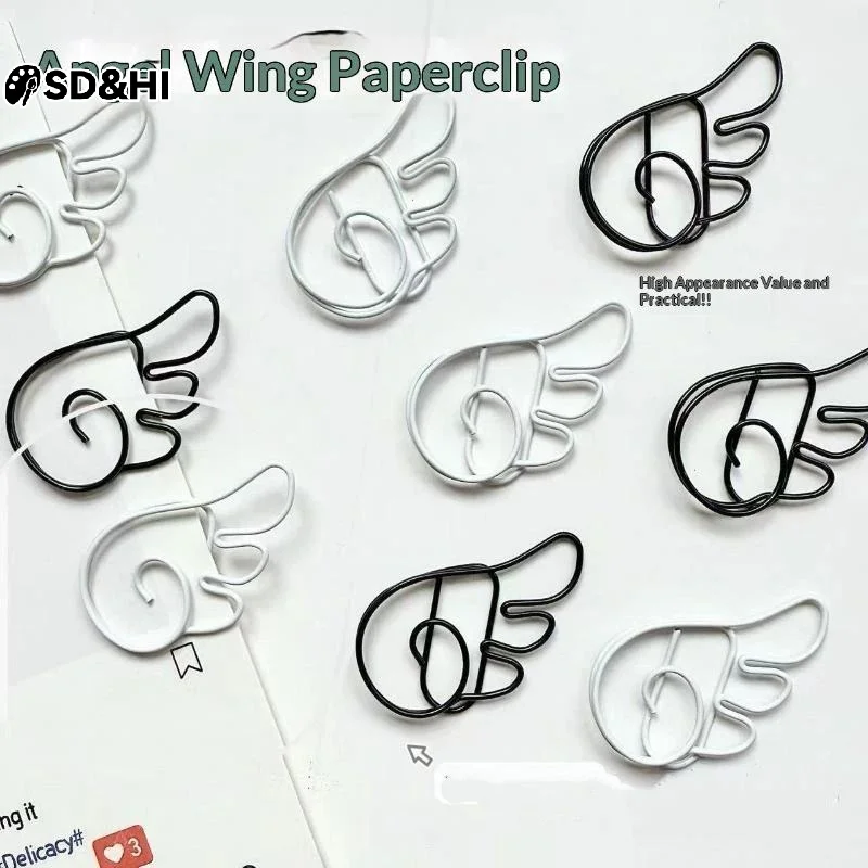 10/20/50Pcs INS Style Angel Wing Shaped Metal Paper Clips Simple Cute Pin For Student Stationery Office Decoration Supplies