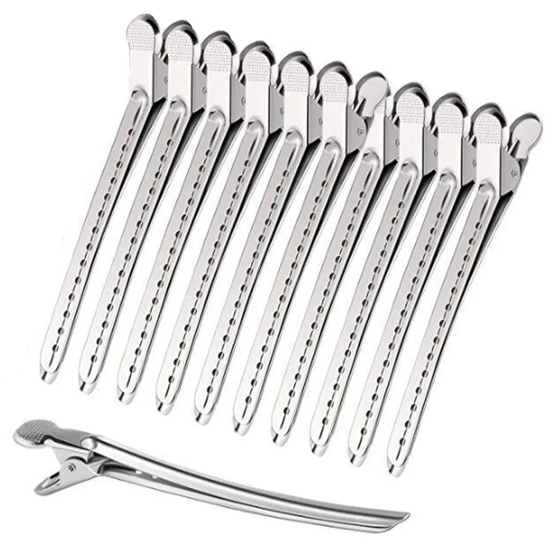 10 Uds. Clips para el cuidado del cabello, Clips de corte de peluquería de acero inoxidable, abrazaderas para peluquería, peluquero, corte de pelo, herramientas de estilismo