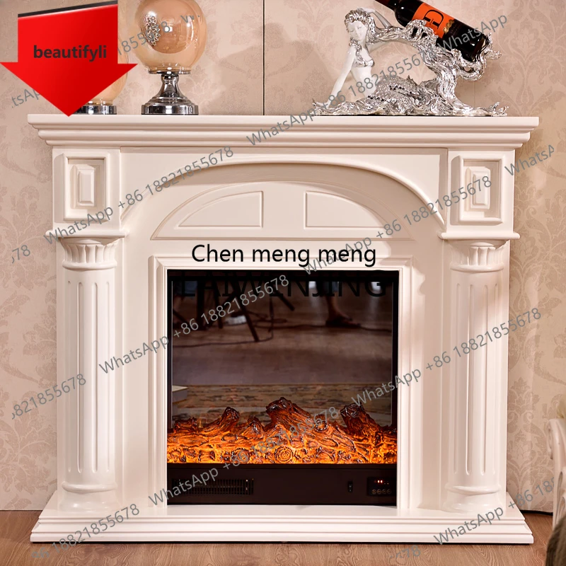 A50 European solid wood American decorative heating white fireplace cabinet Roman column furniture