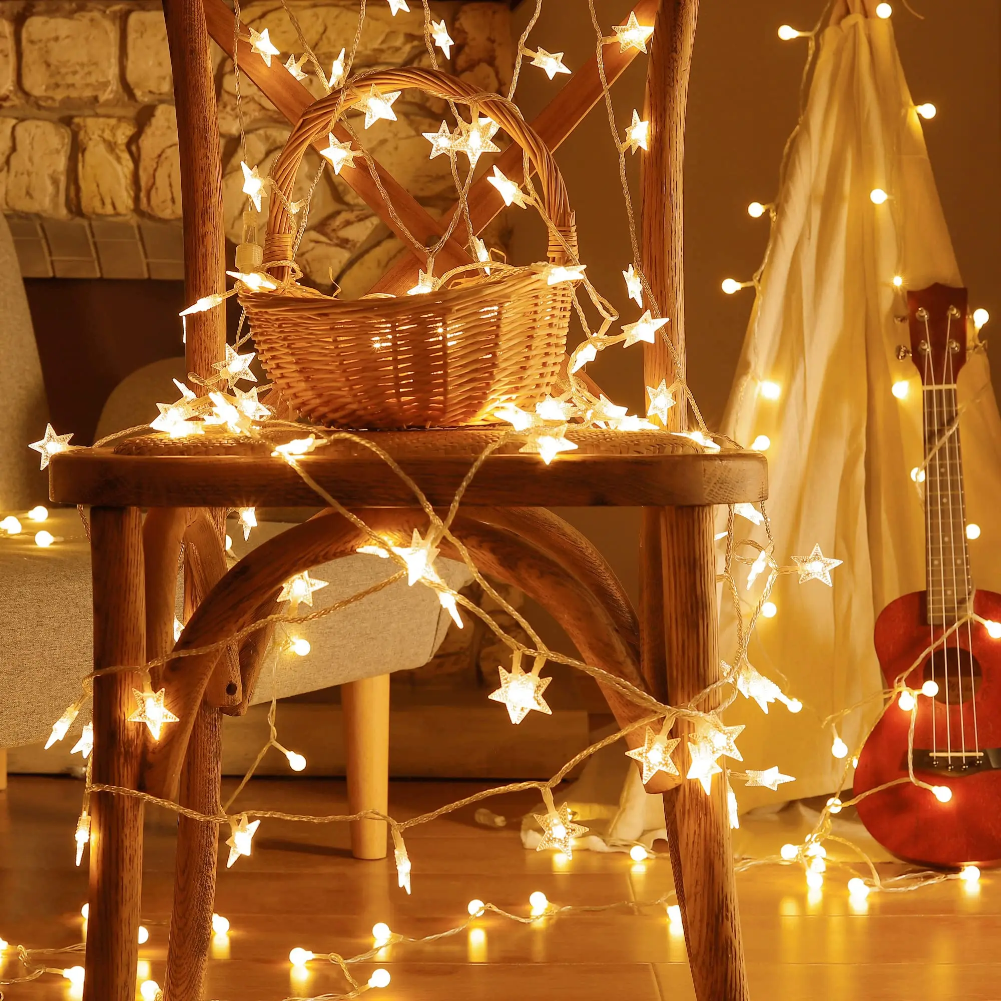 LED Star String Lights Christmas Garland Battery box Powered Wedding Party Curtain string Fairy Lamps For Home decor